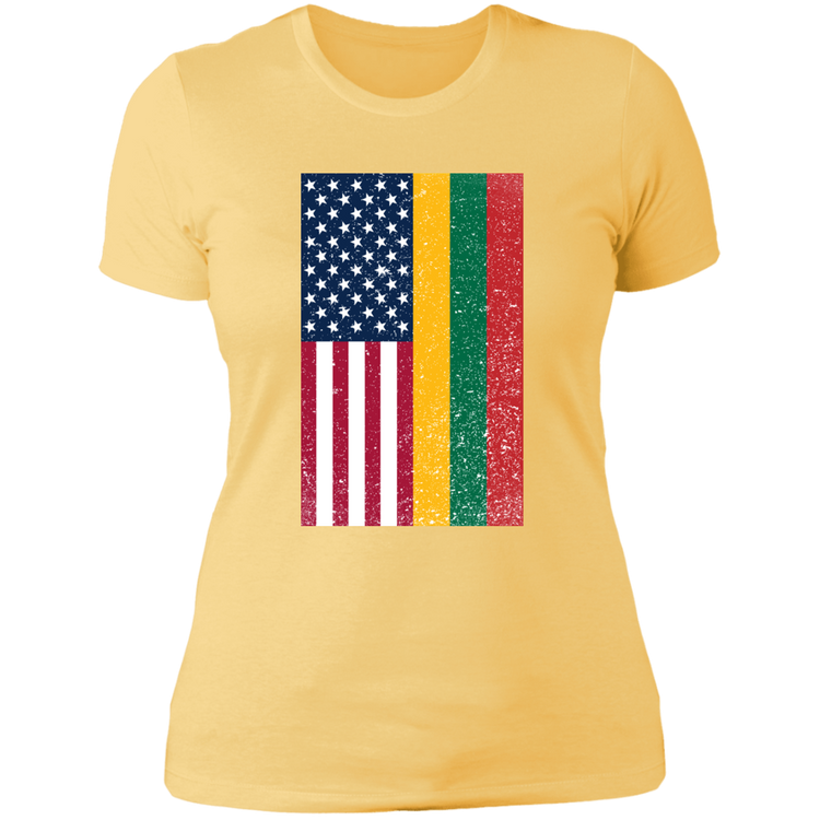 USA Lithuania Flag - Women's Next Level Boyfriend Tee