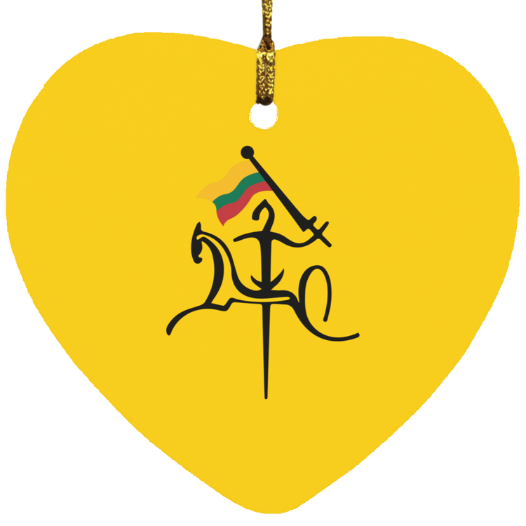 Vytis with Flag - MDF Heart Ornament