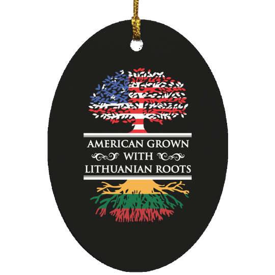 American Grown Lithuanian Roots - MDF Oval Ornament