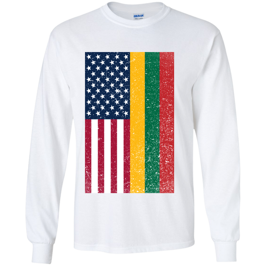 USA Lithuania Flag - Boys Youth Basic Long Sleeve T-Shirt
