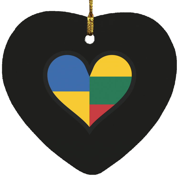 Lithuania Ukraine Heart - MDF Heart Ornament