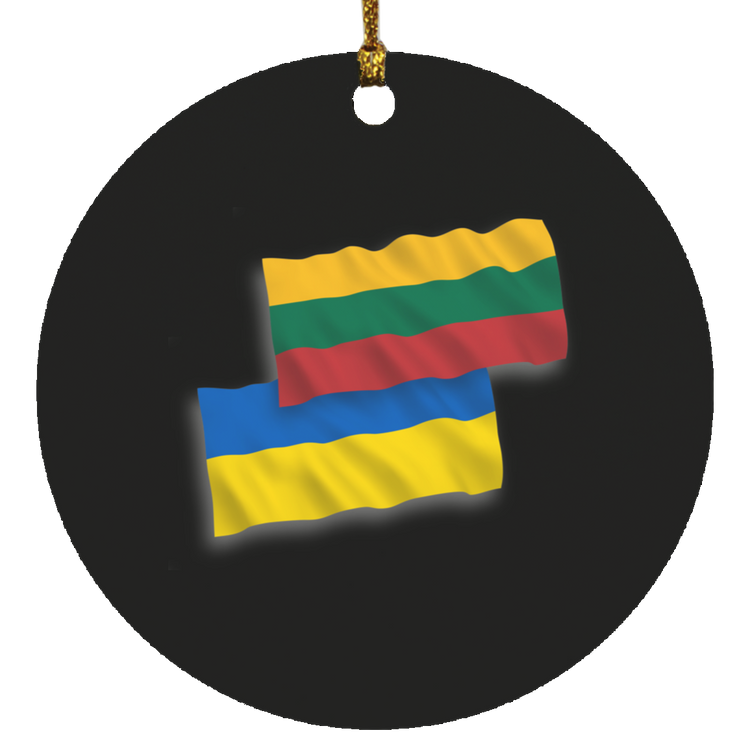 Lithuania Ukraine Flag - MDF Circle Ornament