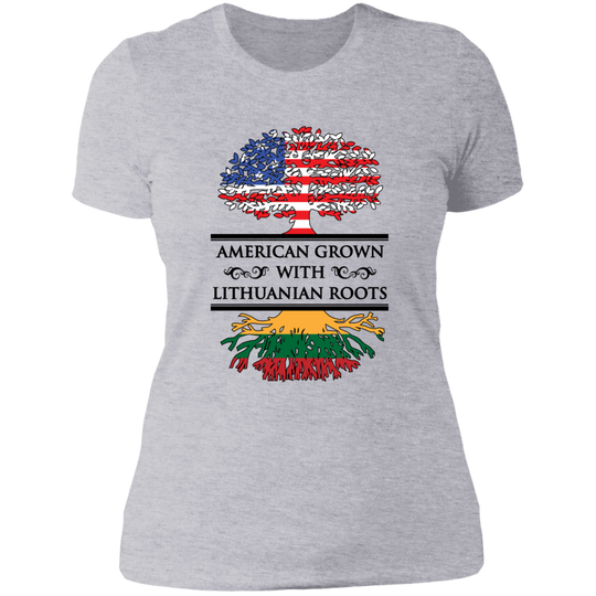 American Grown Lithuanian Roots - Women's Next Level Boyfriend Tee