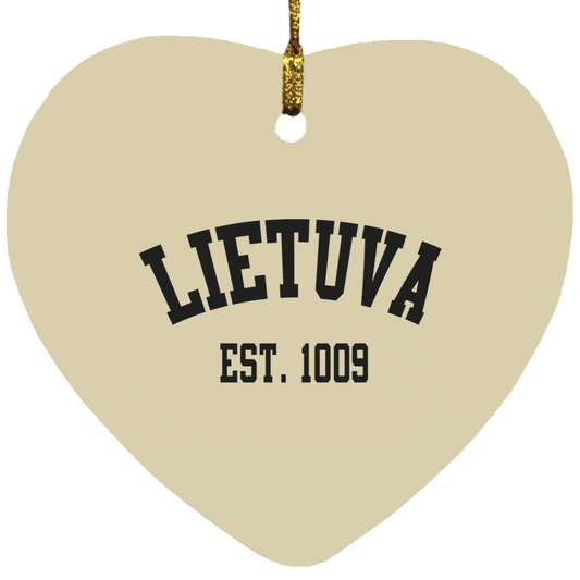 Lietuva Est. 1009 - MDF Heart Ornament