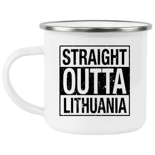 Straight Outta Lithuania - 12 oz. Enamel Camping Mug