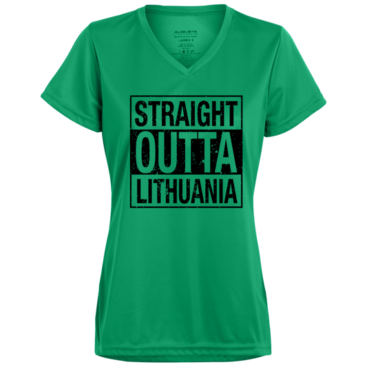 Straight Outta Lithuania - Women's Augusta Activewear V-Neck Tee
