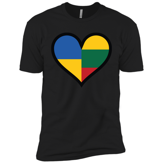 Lithuania Ukraine Heart - Boys Youth Next Level Premium Short Sleeve T-Shirt