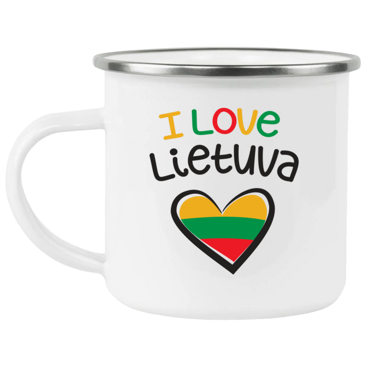 I Love Lietuva - 12 oz. Enamel Camping Mug