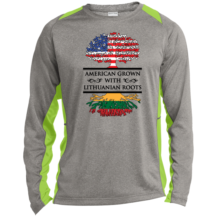 American Grown Lithuanian Roots - Men's Long Sleeve Colorblock Activewear Performance T