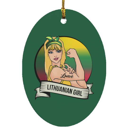 Lithuanian Girl - MDF Oval Ornament