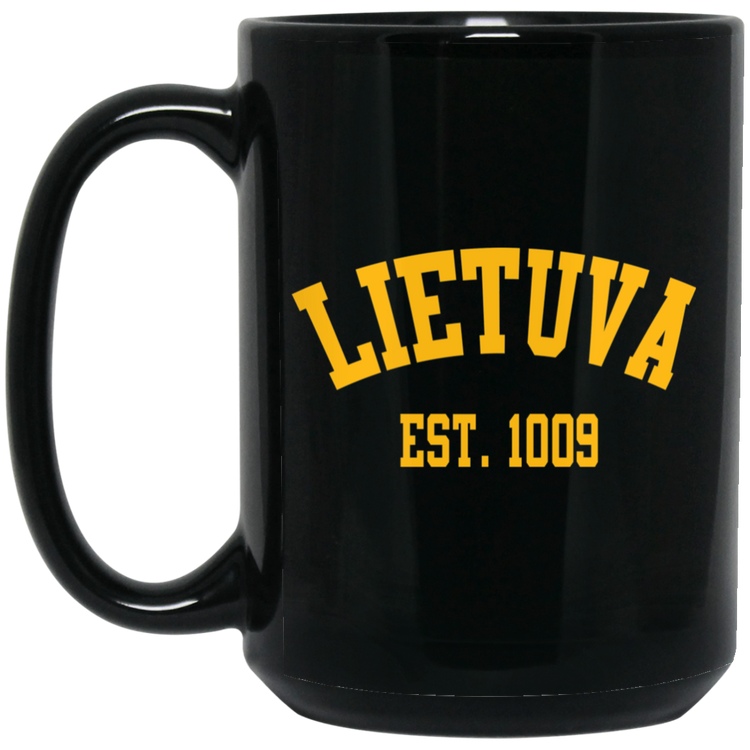 Lietuva Est. 1009 - 15 oz. Black Ceramic Mug