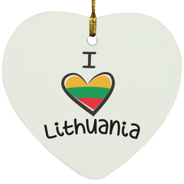 I Love Lithuania - MDF Heart Ornament
