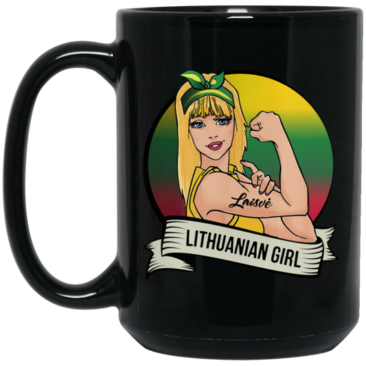 Lithuanian Girl - 15 oz. Black Ceramic Mug