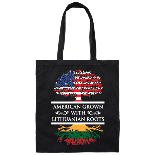 American Grown Lithuanian Roots - Canvas Tote Bag