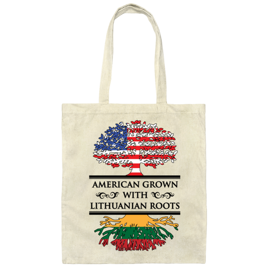 American Grown Lithuanian Roots - Canvas Tote Bag