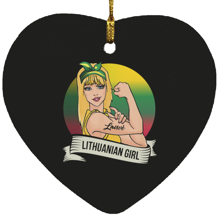 Lithuanian Girl - MDF Heart Ornament