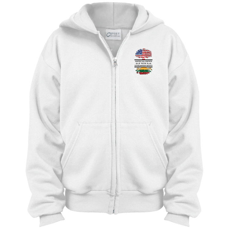 American Grown Lithuanian Roots - Boys/Girls Youth Full Zip Hoodie