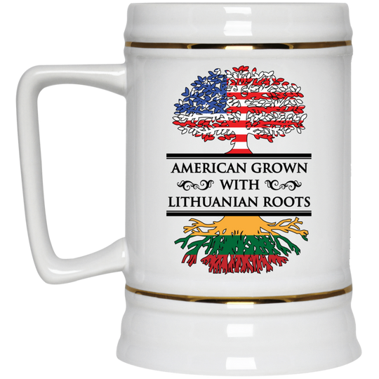 American Grown Lithuanian Roots - 22 oz. Ceramic Stein