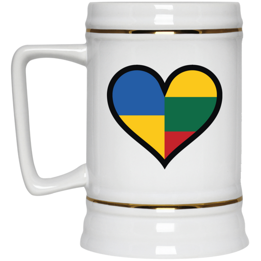 Lithuania Ukraine Heart - 22 oz. Ceramic Stein