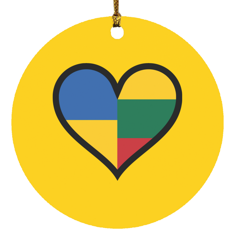 Lithuania Ukraine Heart - MDF Circle Ornament