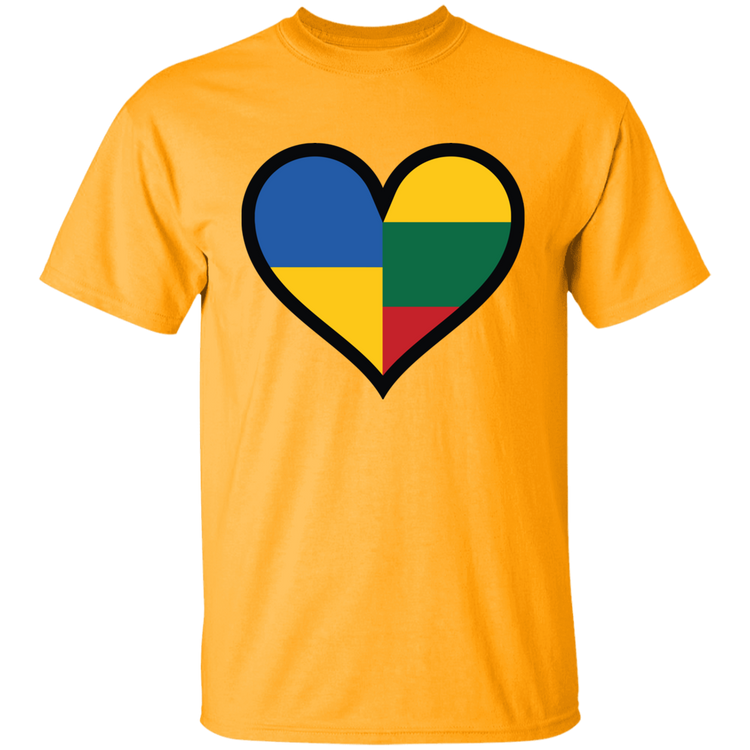 Lithuania Ukraine Heart - Boys/Girls Youth Basic Short Sleeve T-Shirt