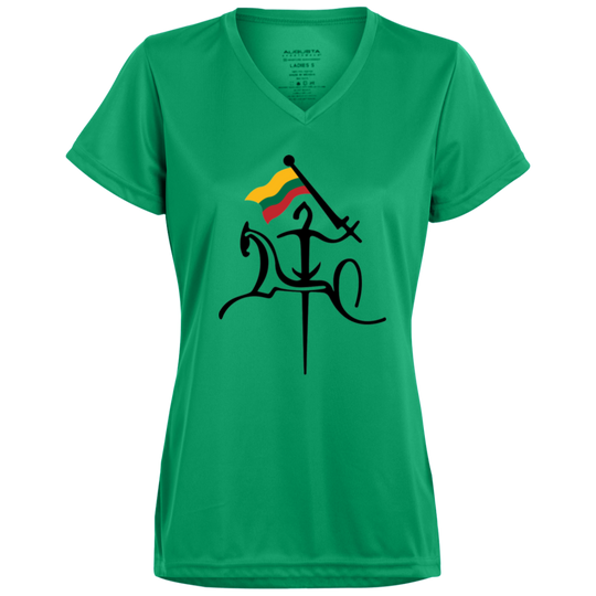Vytis With Lithuanian Flag - Women's Augusta Activewear V-Neck Tee