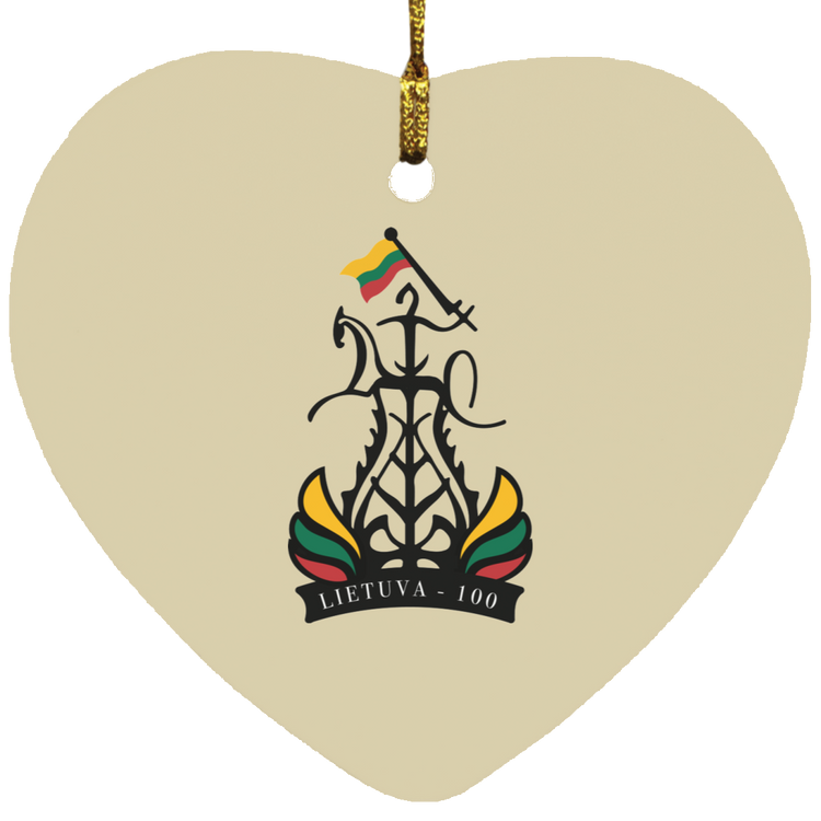 Lietuva 100 Restored - MDF Heart Ornament