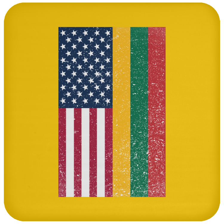 USA Lithuania Flag - High Gloss Coaster