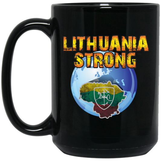 Lithuania Strong - 15 oz. Black Ceramic Mug