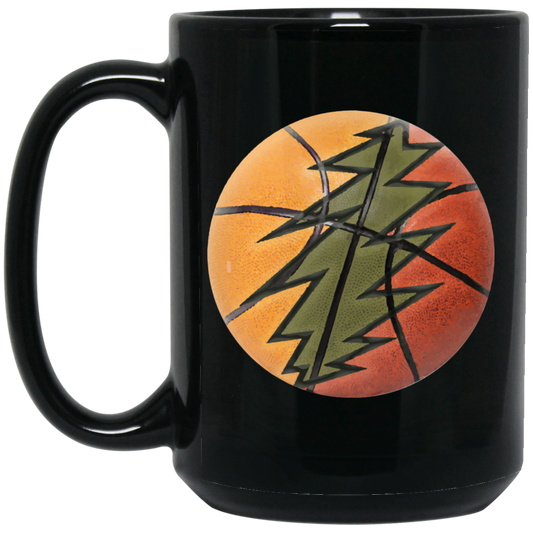 Basketball Bolt - 15 oz. Black Ceramic Mug