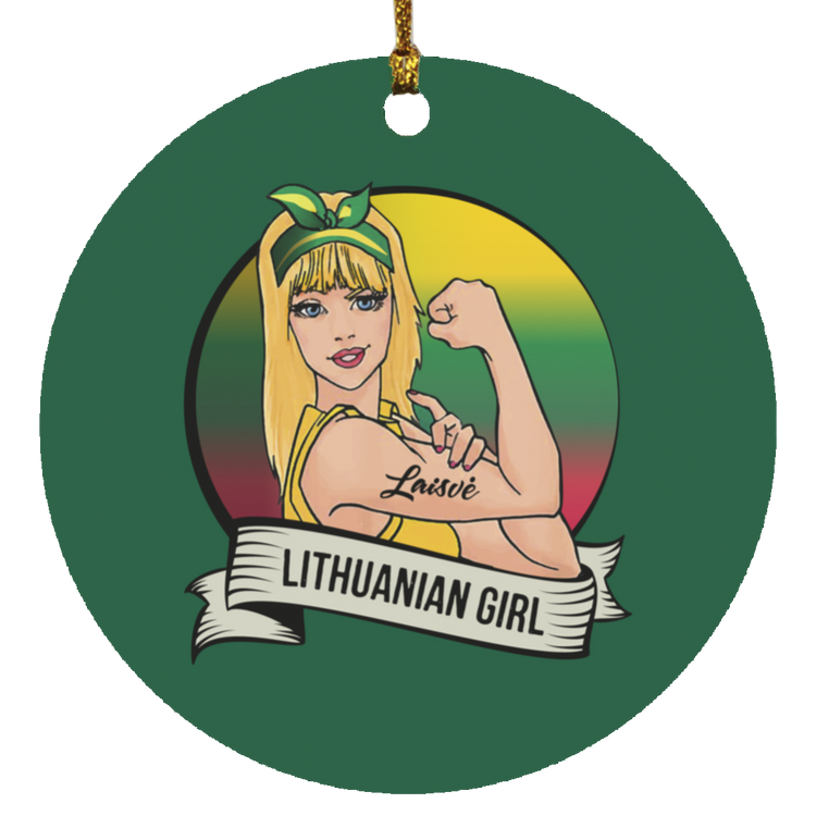Lithuanian Girl - MDF Circle Ornament