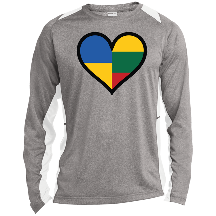 Lithuania Ukraine Heart - Men's Long Sleeve Colorblock Activewear Performance T