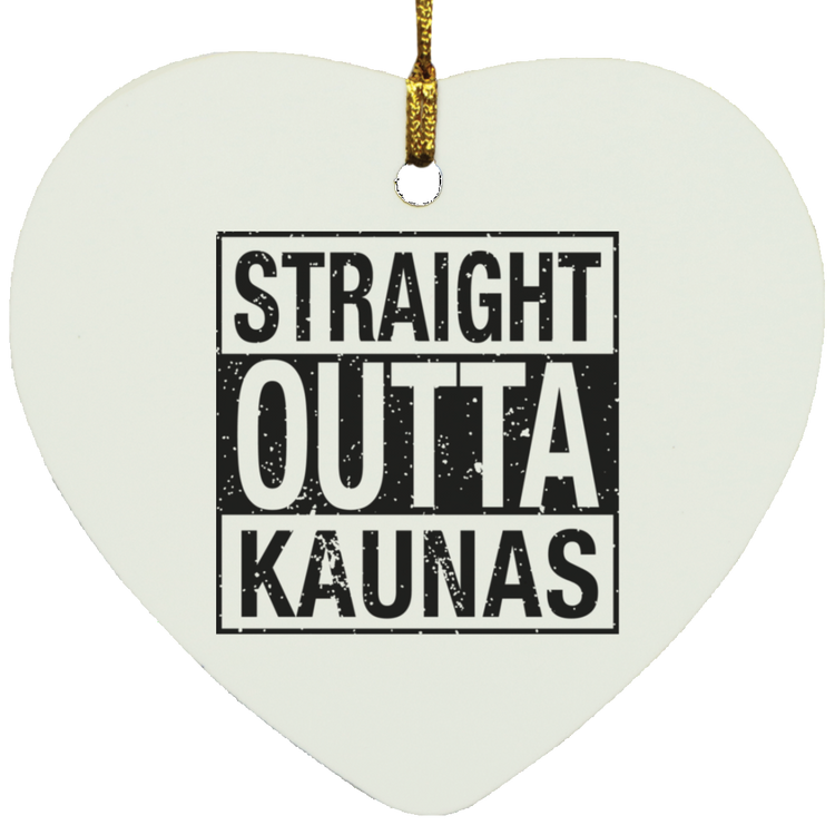 Straight Outta Kaunas - MDF Heart Ornament