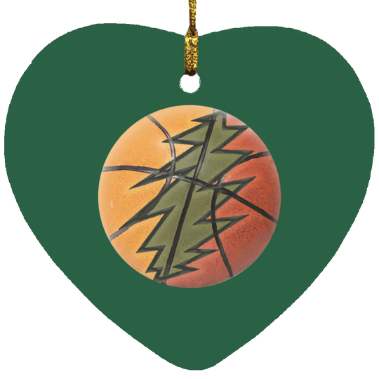 Basketball Bolt - MDF Heart Ornament