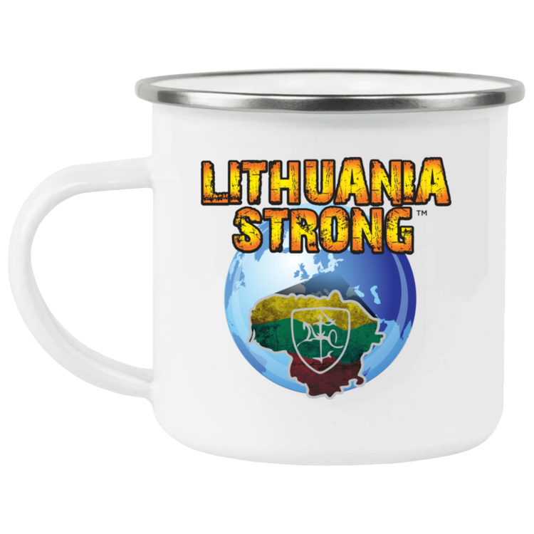 Lithuania Strong - 12 oz. Enamel Camping Mug