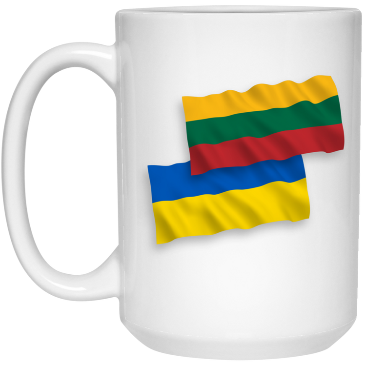 Lithuania Ukraine Flag - 15 oz. White Ceramic Mug