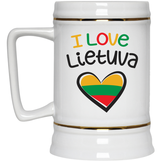 I Love Lietuva - 22 oz. Ceramic Stein - Lithuania Strong