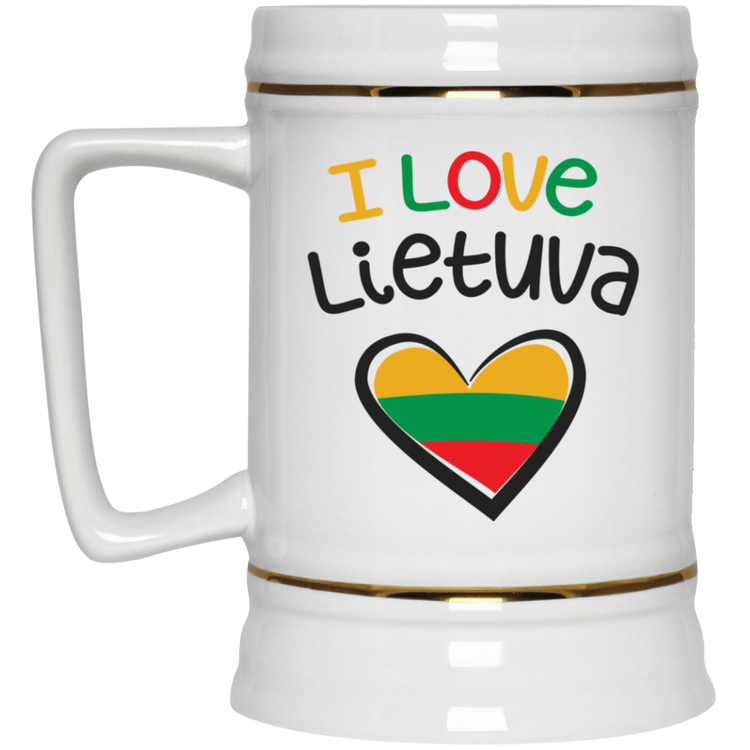 I Love Lietuva - 22 oz. Ceramic Stein - Lithuania Strong