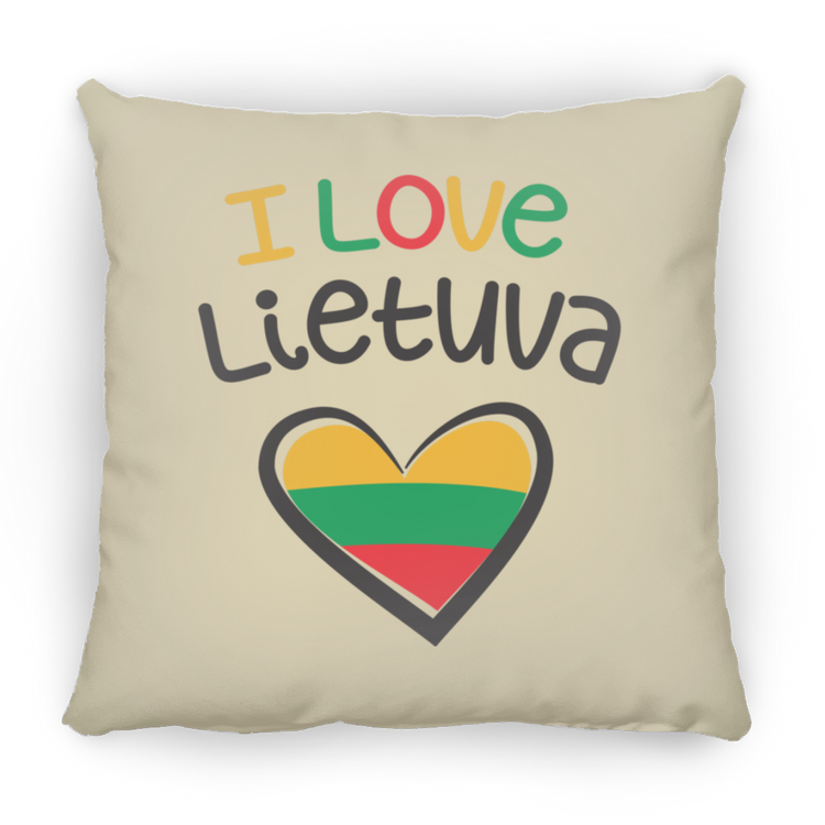 I Love Lietuva - Large Square Pillow - Lithuania Strong