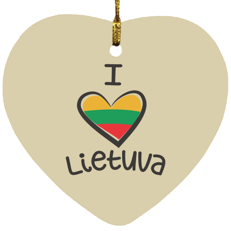 I Love Lietuva - MDF Heart Ornament - Lithuania Strong