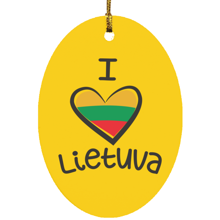 I Love Lietuva - MDF Oval Ornament - Lithuania Strong