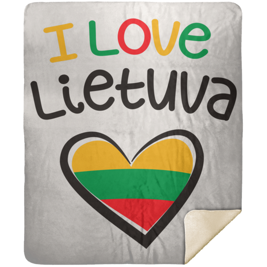 I Love Lietuva - Premium Mink Sherpa Blanket 50x60 - Lithuania Strong