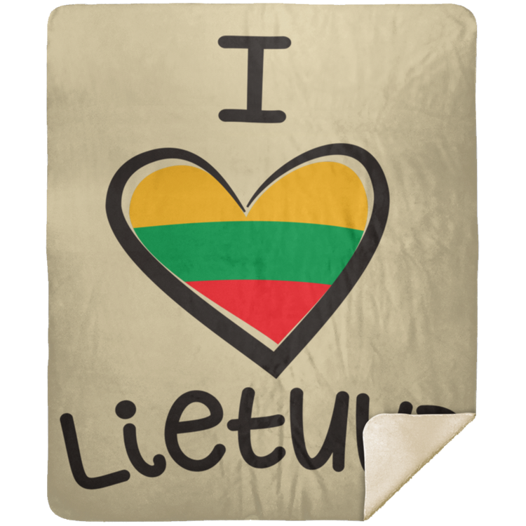 I Love Lietuva - Premium Mink Sherpa Blanket 50x60 - Lithuania Strong