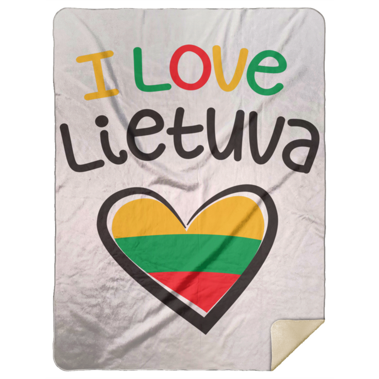 I Love Lietuva - Premium Mink Sherpa Blanket 60x80 - Lithuania Strong