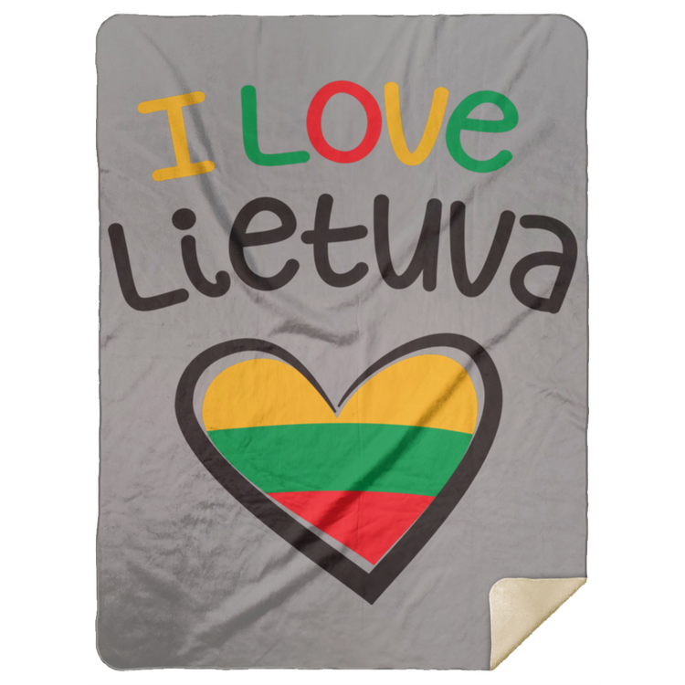 I Love Lietuva - Premium Mink Sherpa Blanket 60x80 - Lithuania Strong