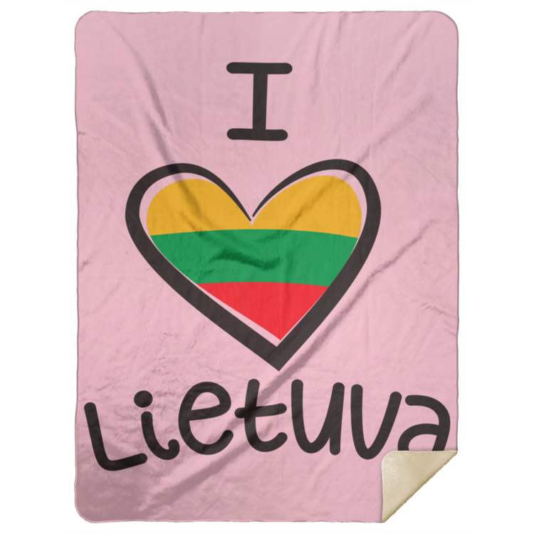 I Love Lietuva - Premium Mink Sherpa Blanket 60x80 - Lithuania Strong