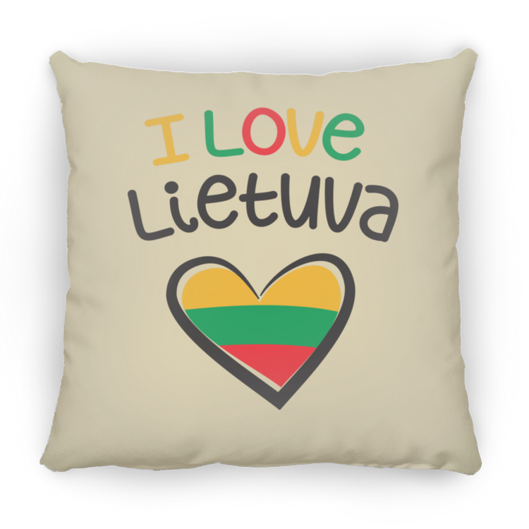 I Love Lietuva - Small Square Pillow - Lithuania Strong