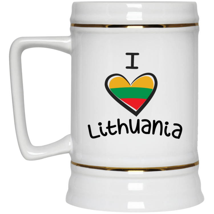 I Love Lithuania - 22 oz. Ceramic Stein - Lithuania Strong