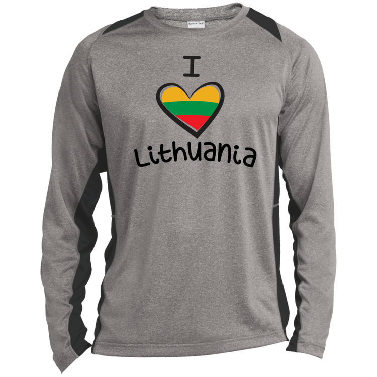 I Love Lithuania - Mens Long Sleeve Colorblock Activewear Performance T - Lithuania Strong