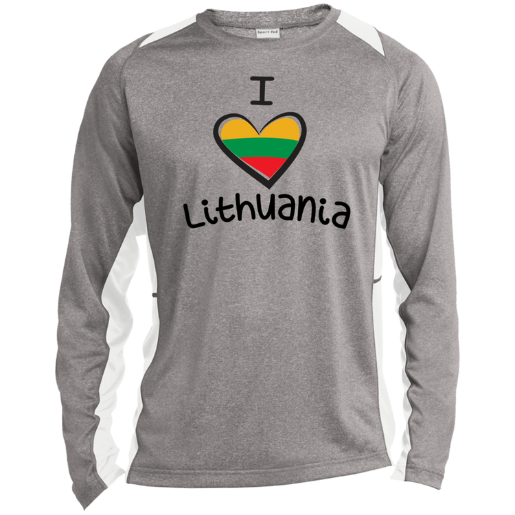 I Love Lithuania - Mens Long Sleeve Colorblock Activewear Performance T - Lithuania Strong